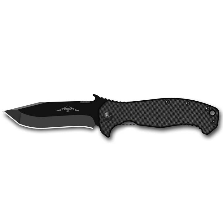 Emerson CQC-15 BT Black on Black Folding Knife W/ Wave Feature